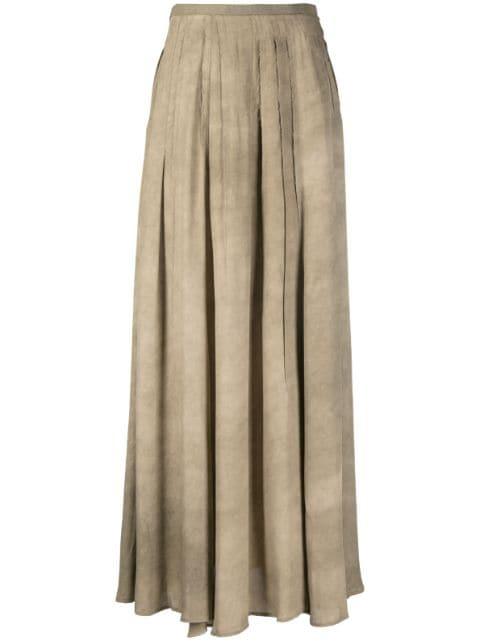 distressed-effect pleated maxi skirt by ZIGGY CHEN