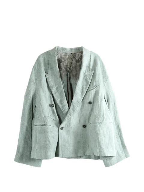 double-breasted linen blazer by ZIGGY CHEN