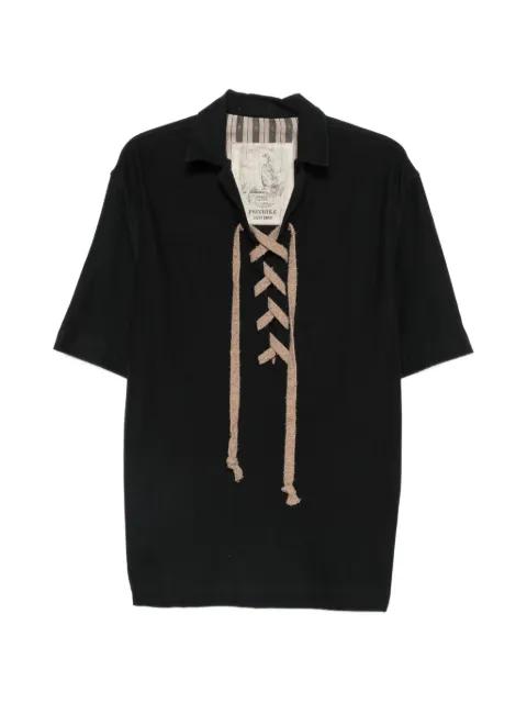 lace-up collar T-shirt by ZIGGY CHEN