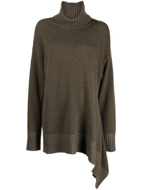 roll neck asymmetric wool jumper by ZIGGY CHEN