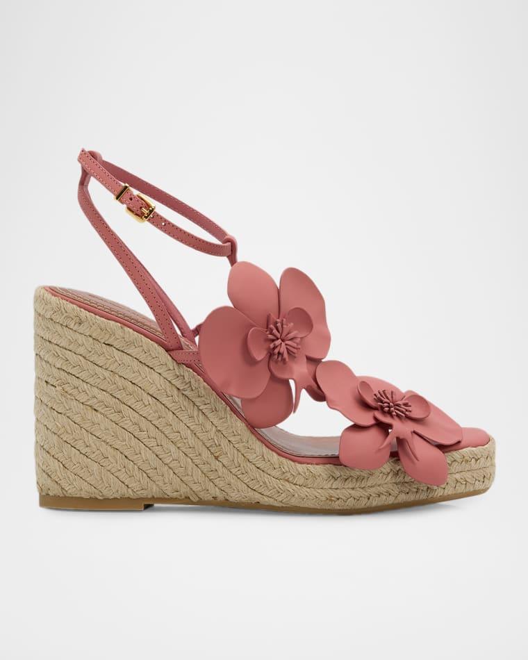 110mm Orchid Leather Espadrille Wedge Sandals by ZIMMERMANN