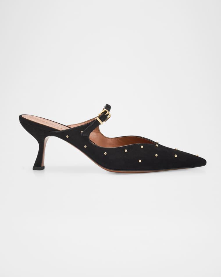 65mm Aura Embellished Suede Mule Pumps by ZIMMERMANN