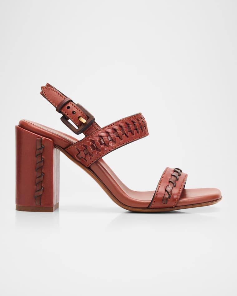 85mm Alchemy Leather Block-Heel Sandals by ZIMMERMANN