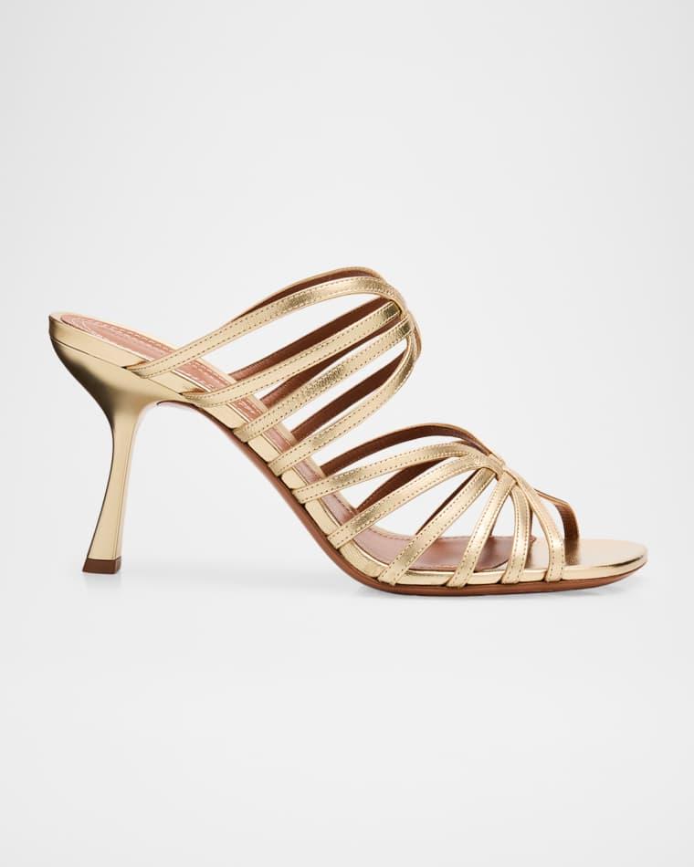 85mm Aura Metallic Leather Mule Sandals by ZIMMERMANN