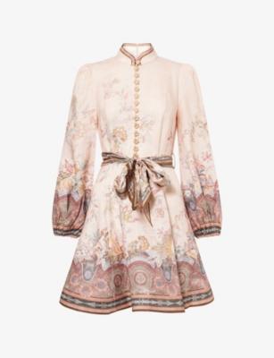 Alchemy Belted Floral-Print Linen Mini Dress by ZIMMERMANN