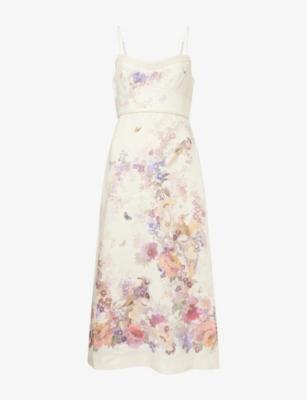 Alchemy Floral-Print Linen Midi Dress by ZIMMERMANN