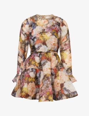 Alchemy Floral-Print Silk and Linen-Blend Mini Dress by ZIMMERMANN