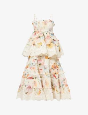 Alchemy Tiered Linen-And-Silk Midi Dress by ZIMMERMANN