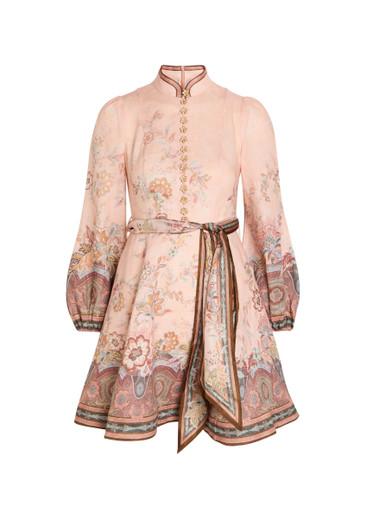 Alchemy floral-print belted linen mini dress by ZIMMERMANN