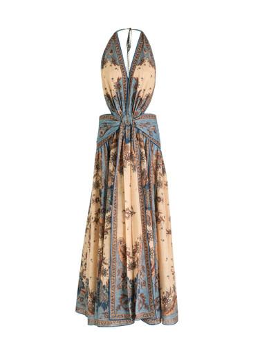 Ascension Plunge Halter printed cotton maxi dress by ZIMMERMANN