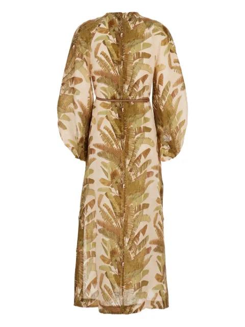 Ascension leaf-print midi dress by ZIMMERMANN