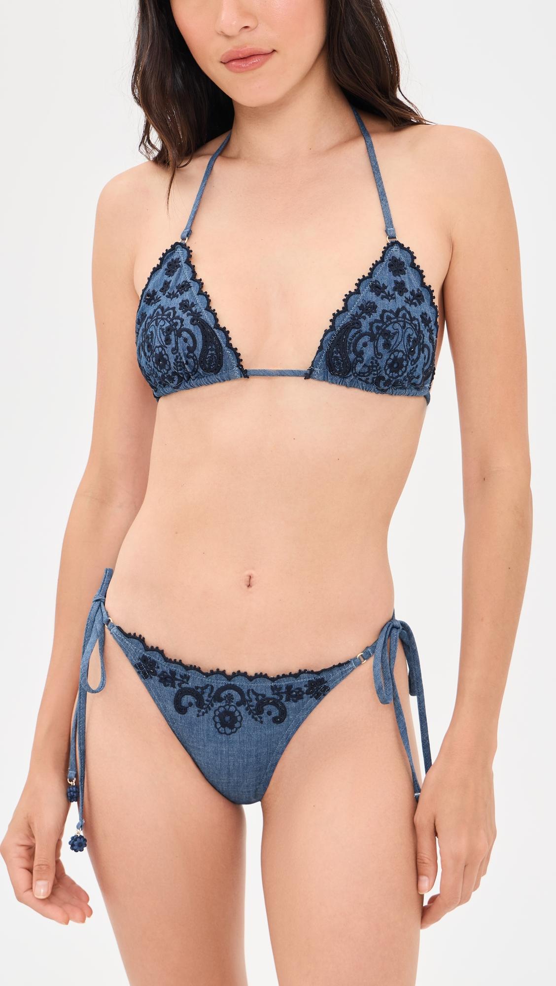 Aster Denim Embroidery Bikini by ZIMMERMANN