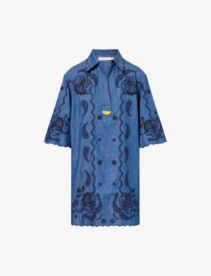 Aster Embroidered Denim Mini Dress by ZIMMERMANN