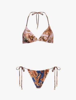 Aster Floral Spliced Bikini Set by ZIMMERMANN