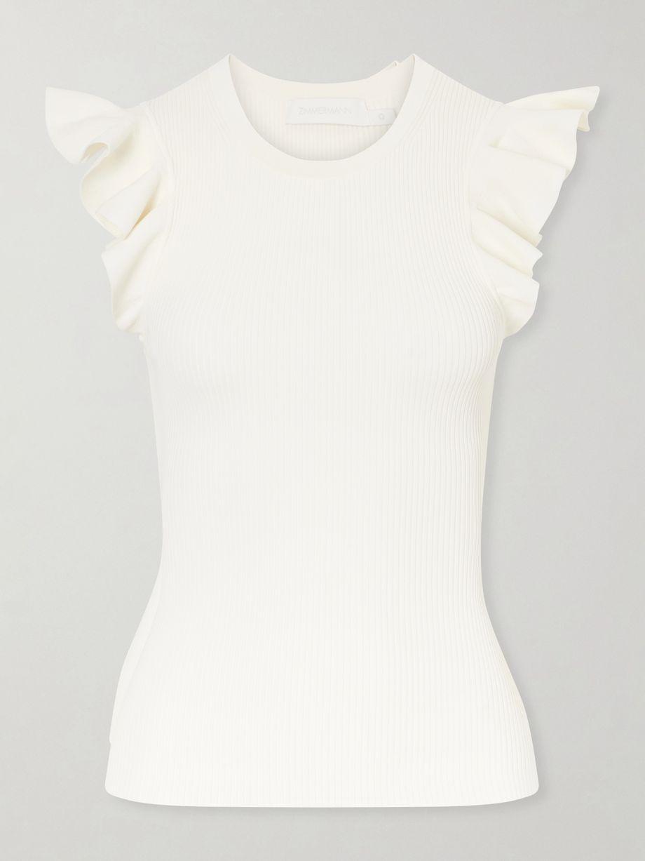 Aster Frill Racer ribbed-knit tank by ZIMMERMANN