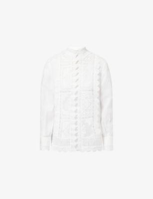 Aster Lace Embroidered Ramie Top by ZIMMERMANN