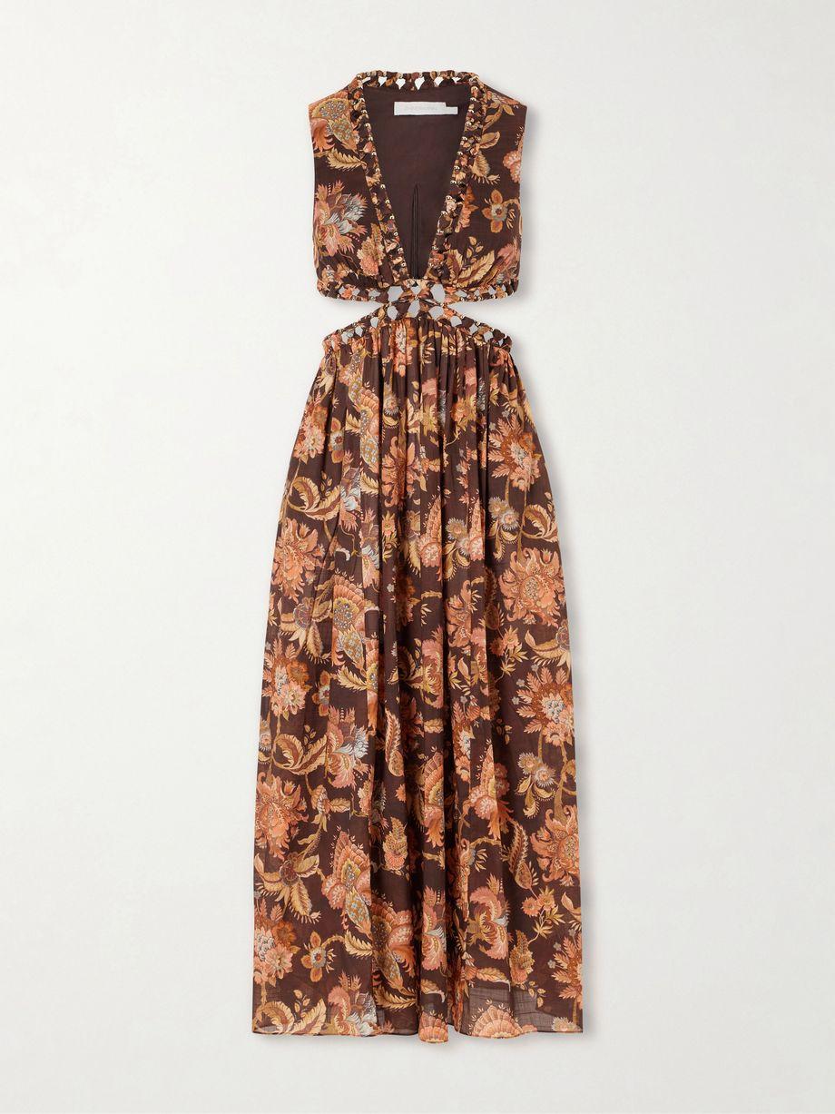 Aster cut-out printed cotton midi dress by ZIMMERMANN