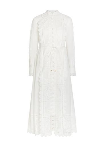 Aster embroidered belted ramie midi dress by ZIMMERMANN