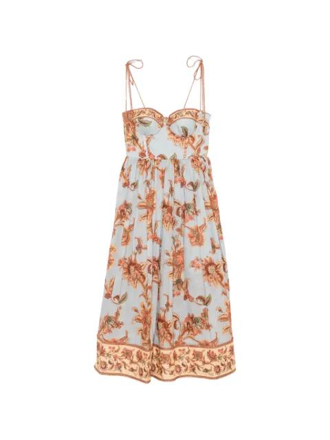 Aster floral-print corset midi dress by ZIMMERMANN