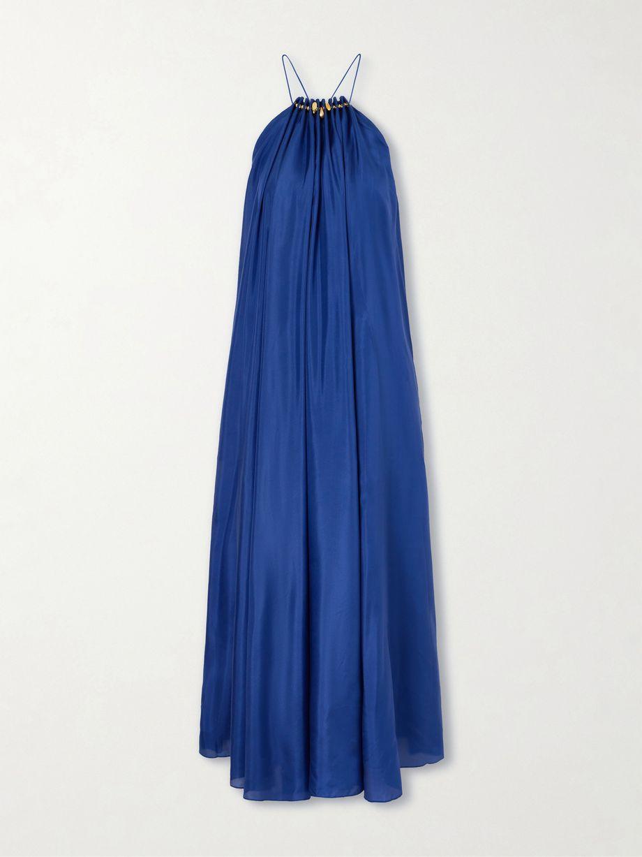 Aster gathered beaded silk-satin maxi dress by ZIMMERMANN