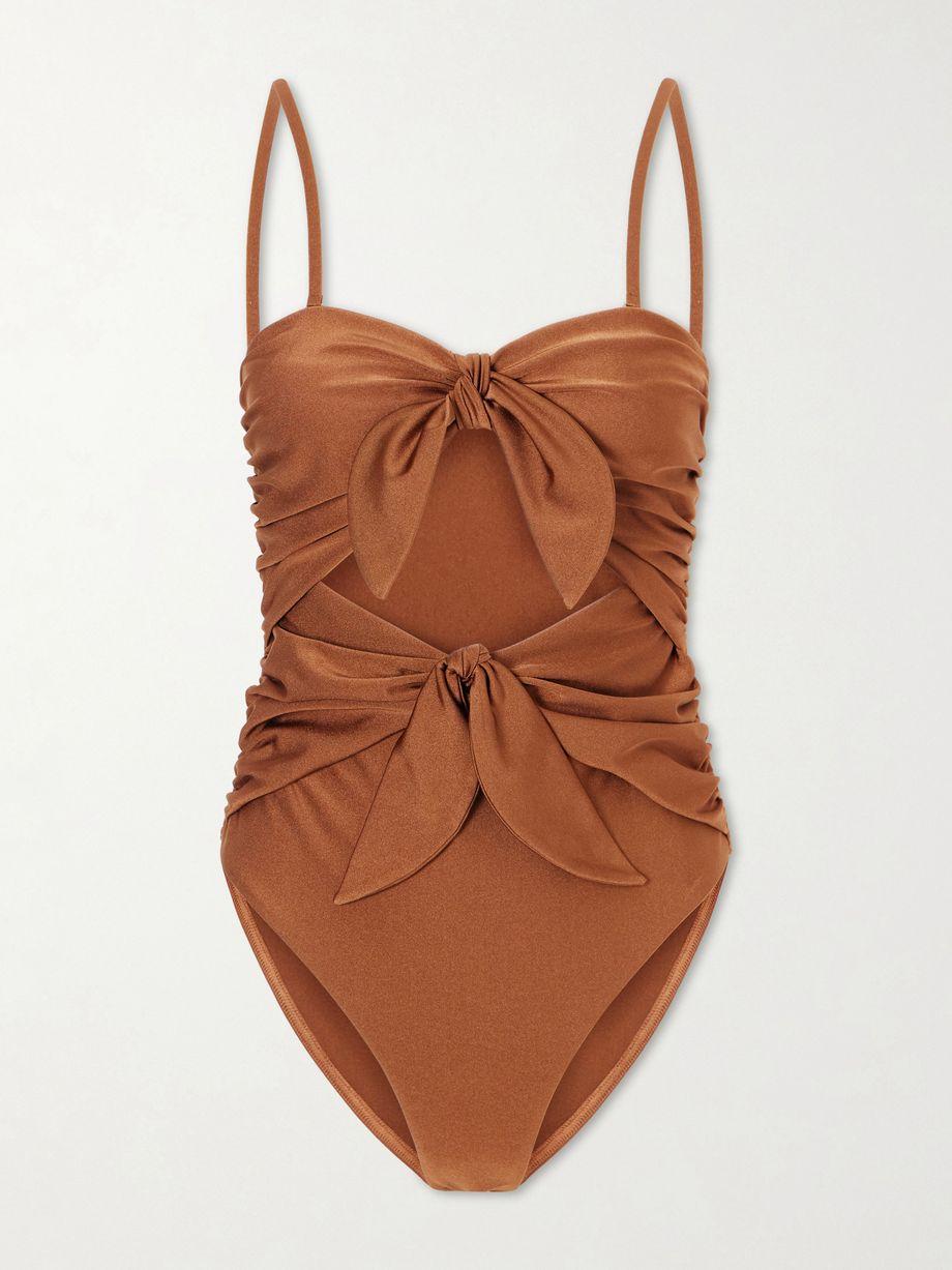 Aster knot-detailed gathered swimsuit by ZIMMERMANN