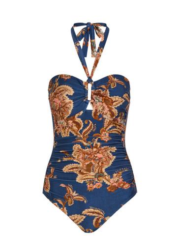 Aster printed halterneck stretch-polyamide swimsuit by ZIMMERMANN