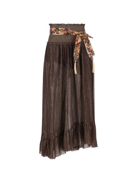 Aster ruffled asymmetric midi skirt by ZIMMERMANN