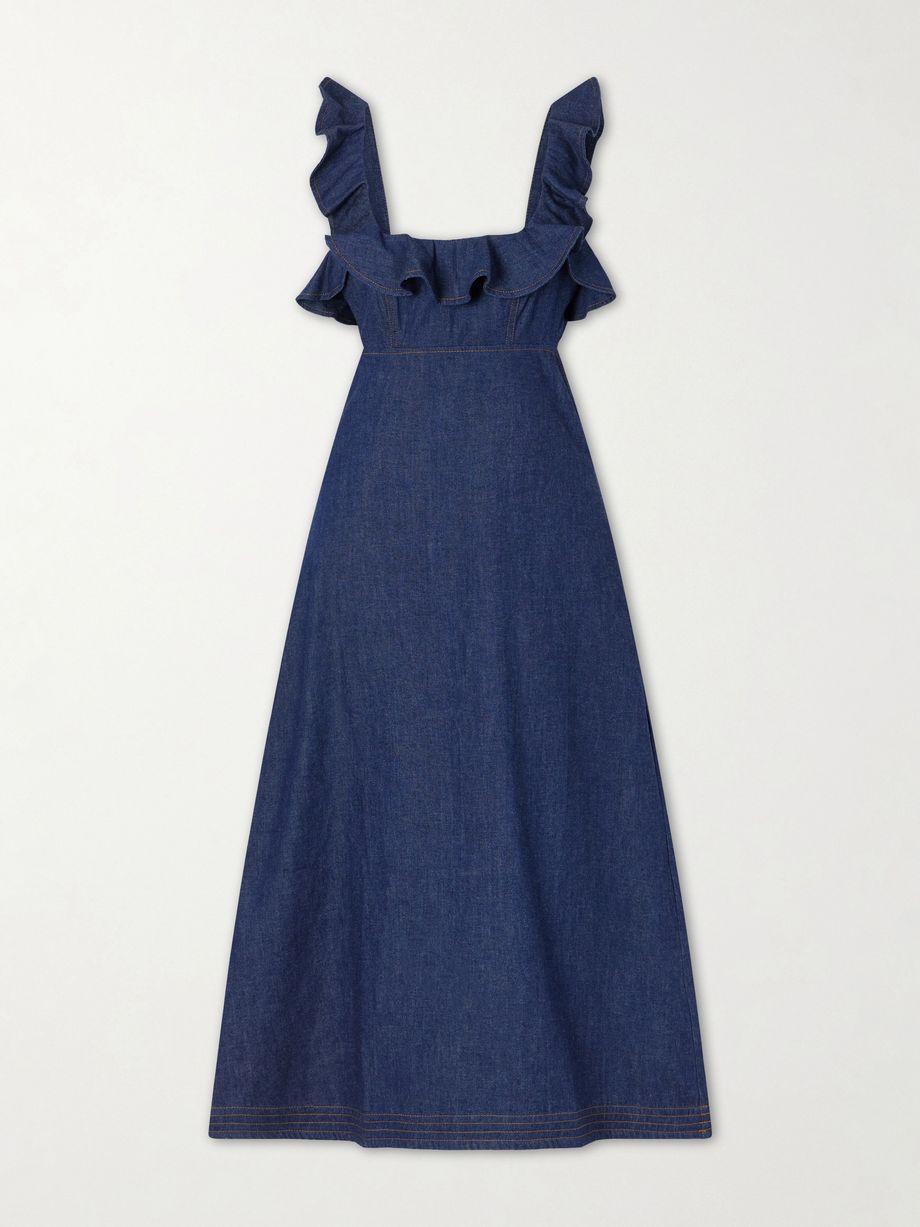 Aster ruffled denim midi dress by ZIMMERMANN