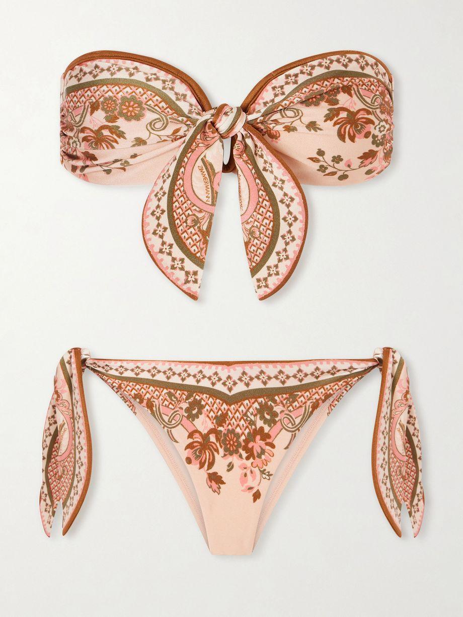 Aster strapless knot-detailed printed bikini by ZIMMERMANN