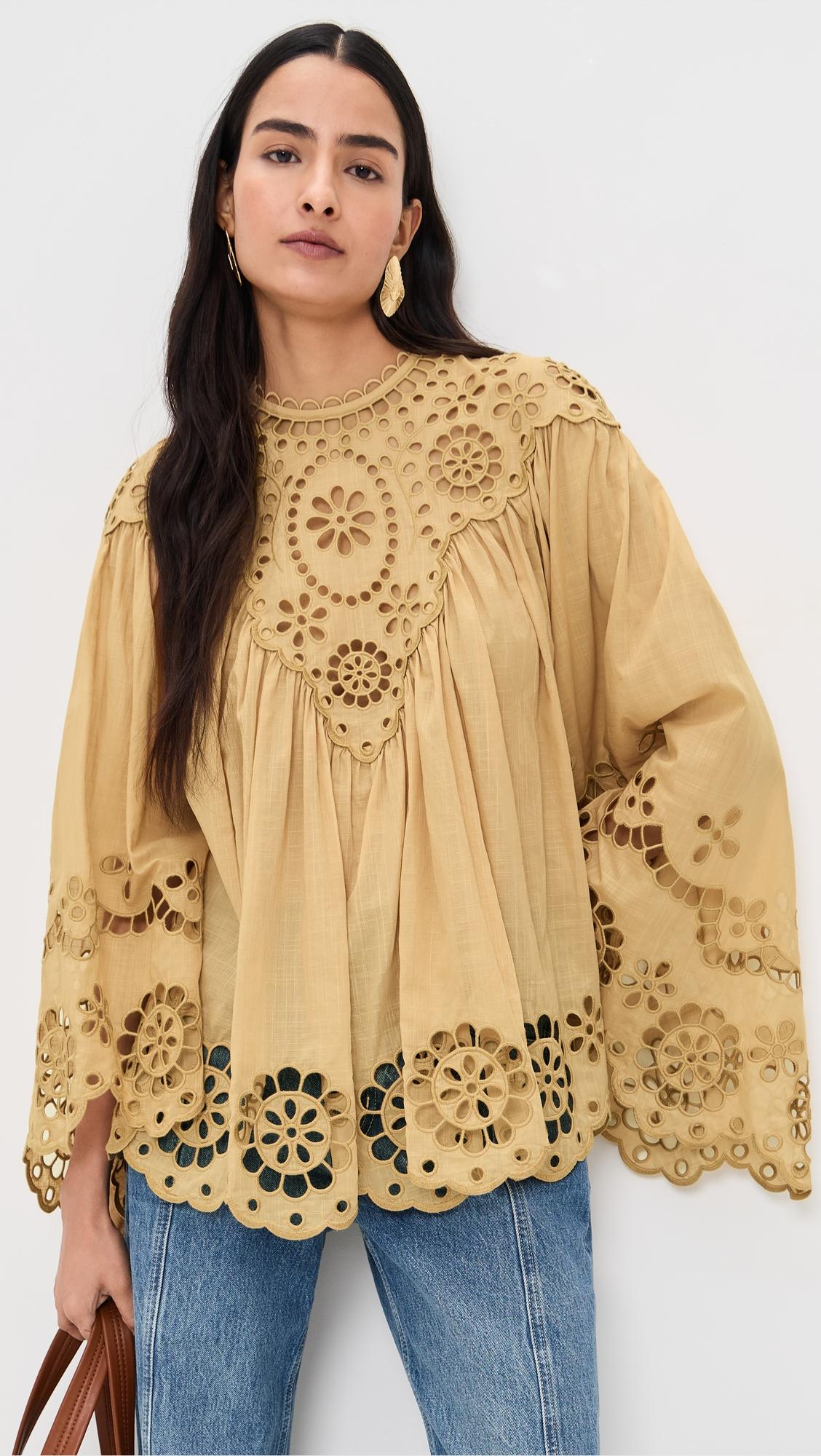 Awaken Embroidered Yoke Blouse by ZIMMERMANN