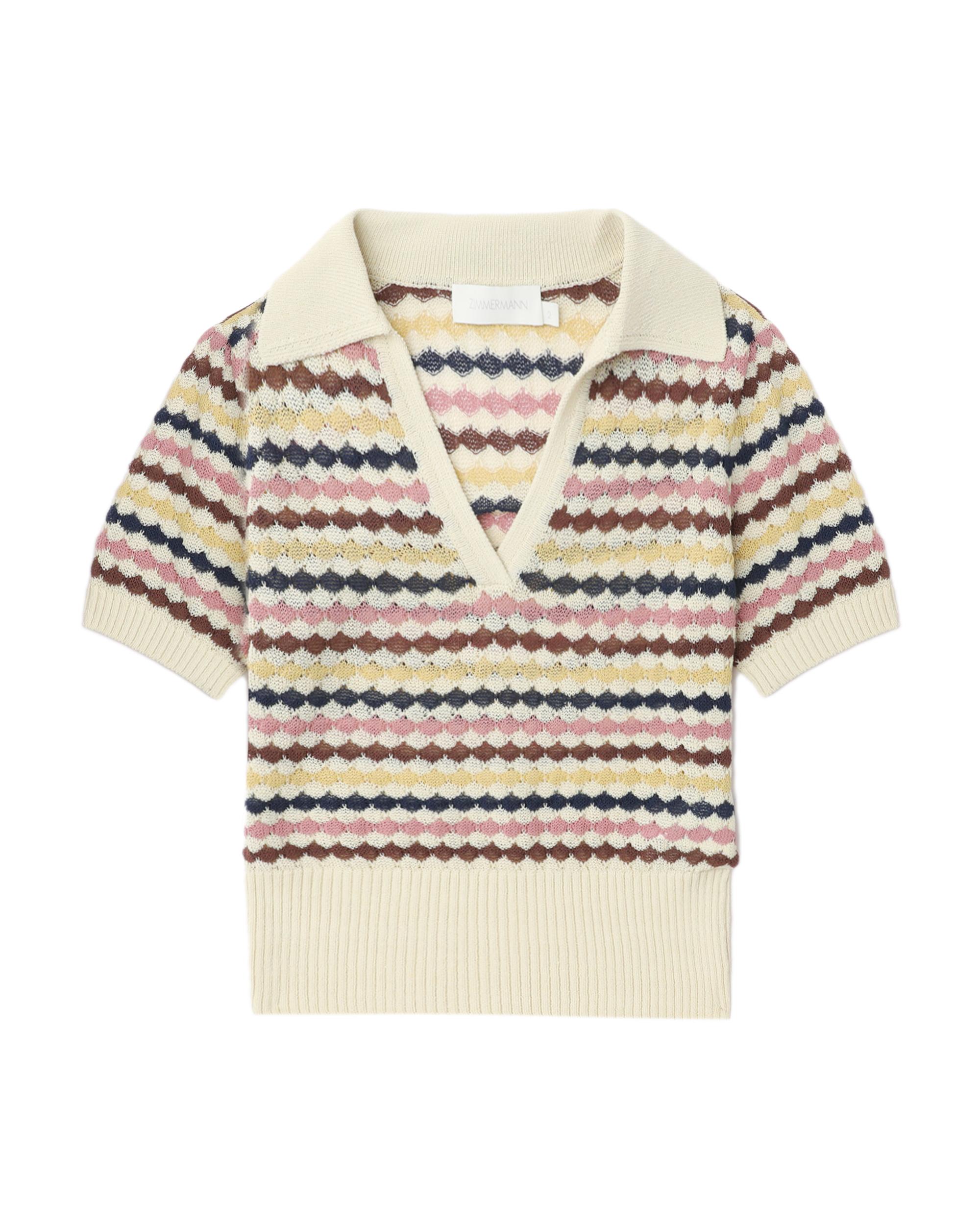 Awaken scallop knit polo top by ZIMMERMANN