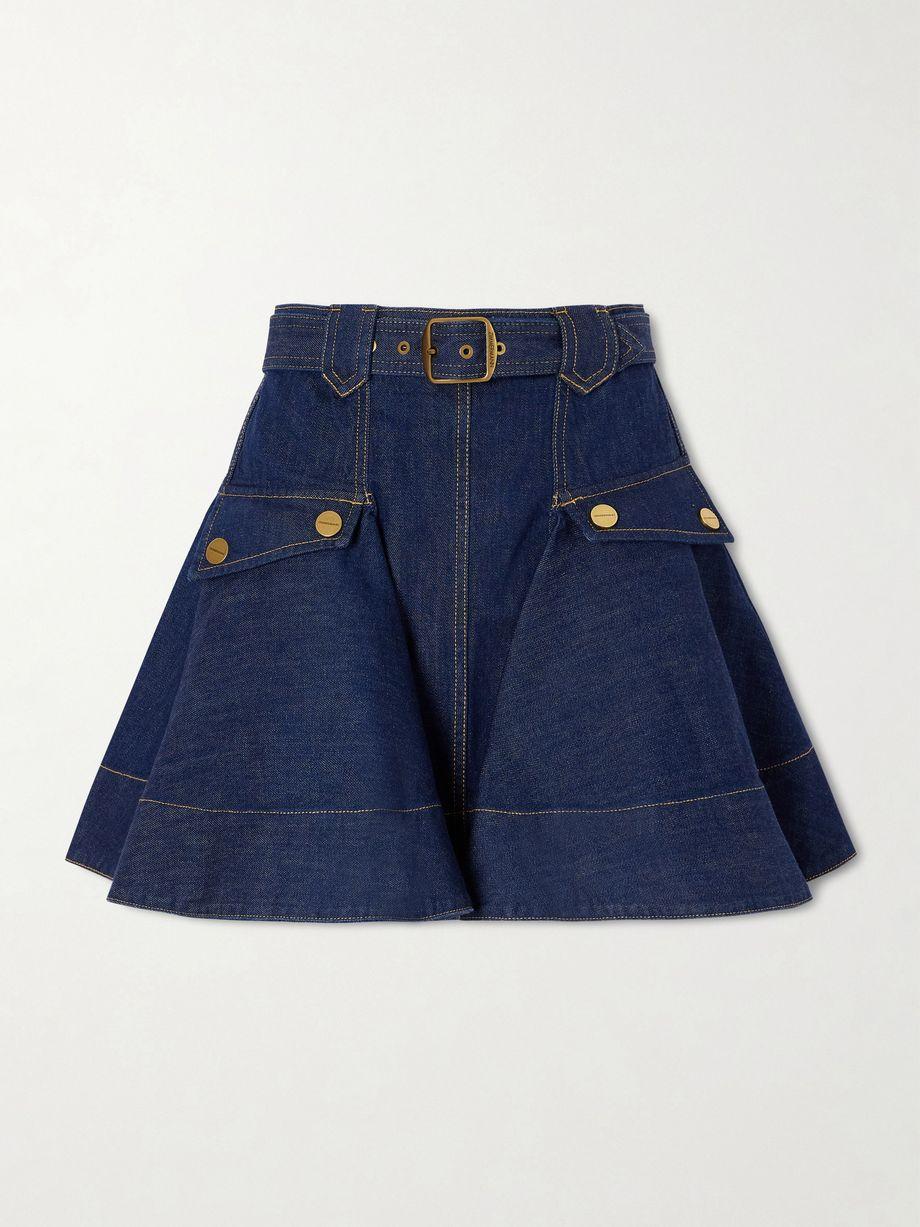 Belted denim mini skirt by ZIMMERMANN