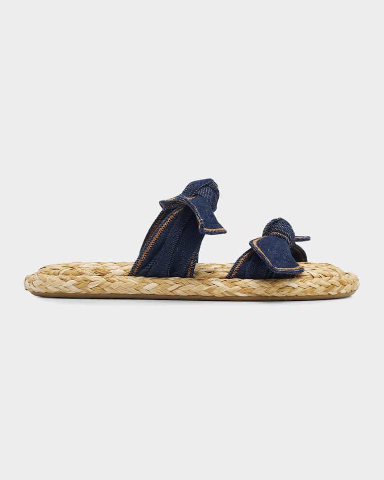 Carousel Denim & Raffia Slides by ZIMMERMANN