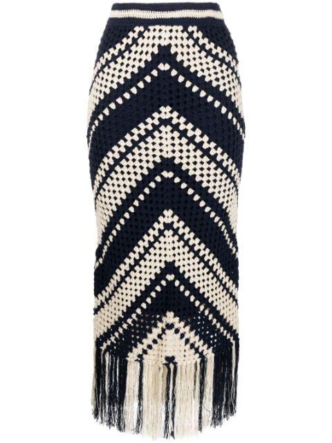 Chintz crochet fringed skirt by ZIMMERMANN