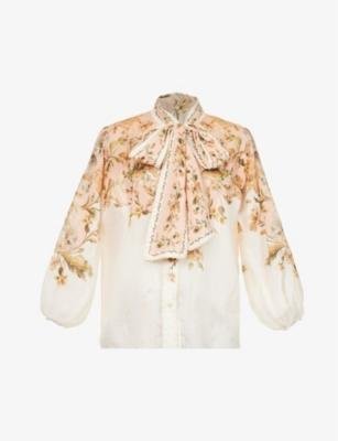 Chintz floral-print ramie blouse by ZIMMERMANN