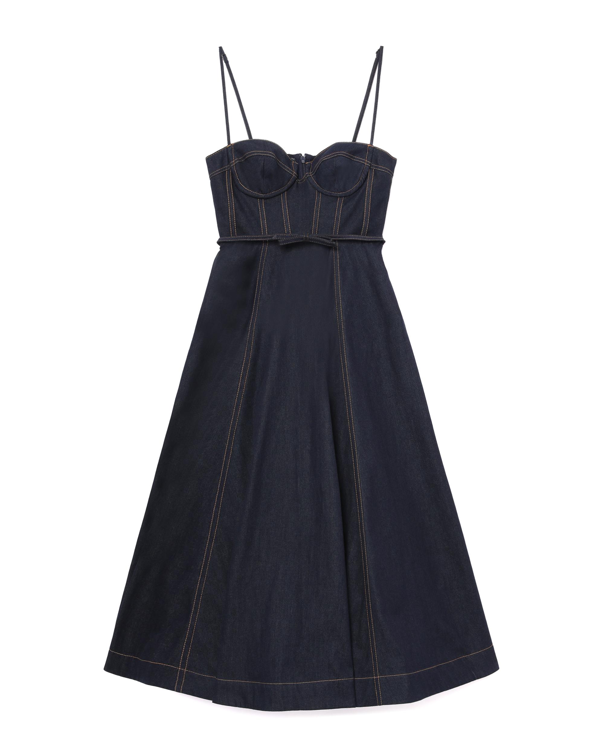 Crush denim corset dress by ZIMMERMANN