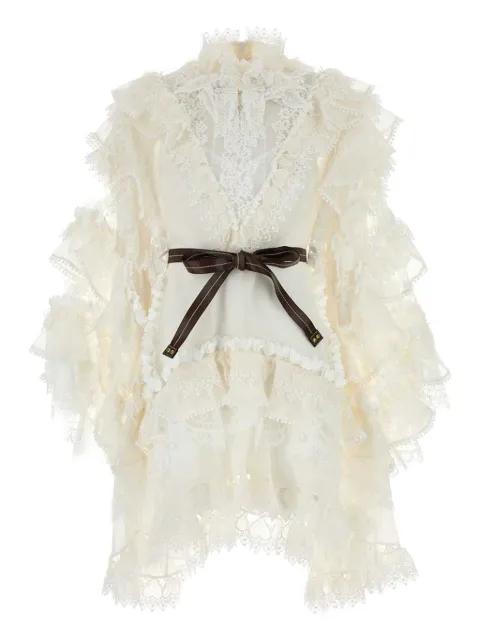 Crush ruffled lace mini dress by ZIMMERMANN
