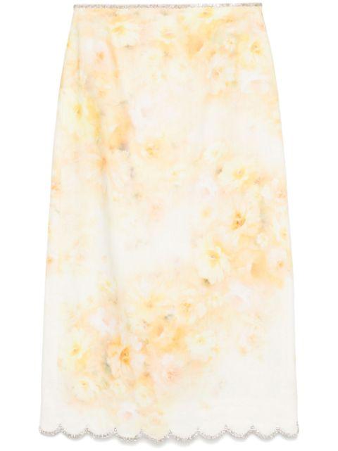 Crush scalloped midi skirt by ZIMMERMANN