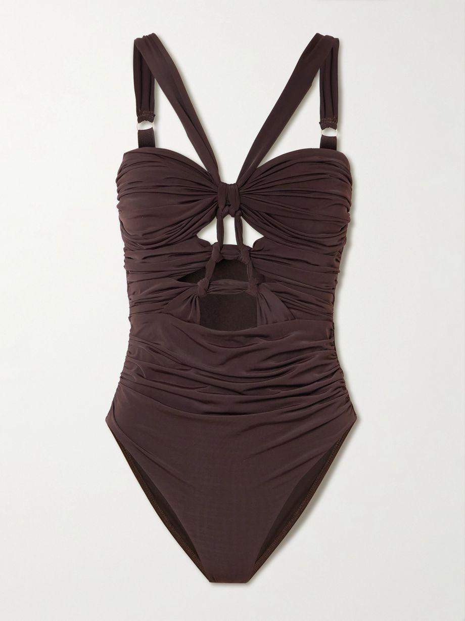 Daylight cutout ruched swimsuit by ZIMMERMANN