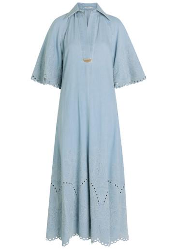 Daylight embroidered denim midi dress by ZIMMERMANN