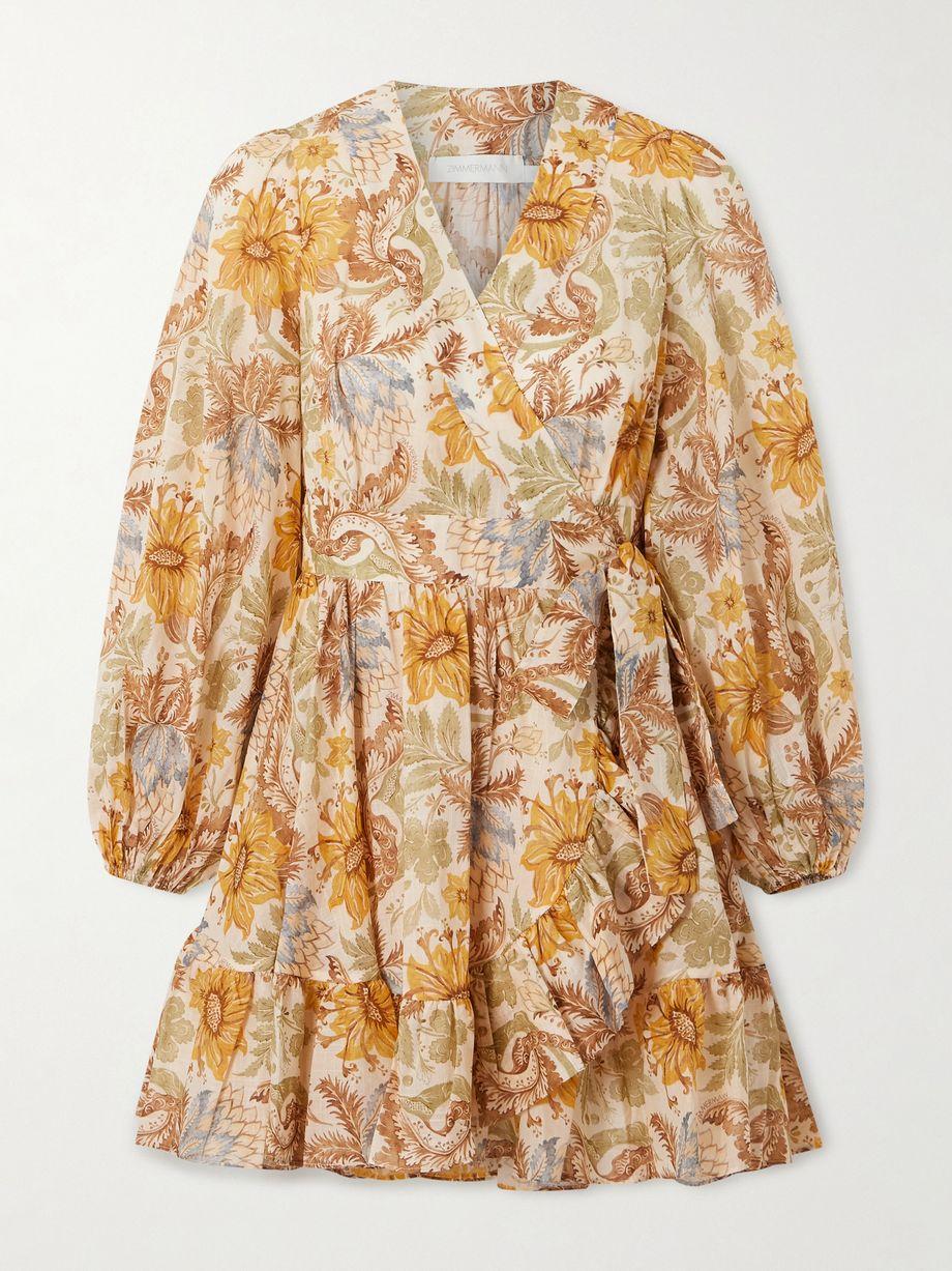 Daylight ruffled floral-print cotton-voile mini wrap dress by ZIMMERMANN