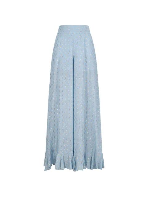 Daylight ruffled-hem palazzo trousers by ZIMMERMANN