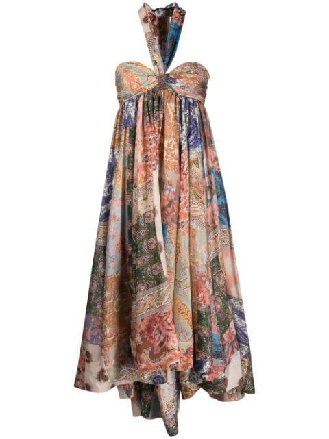 Devi paisley-print halterneck dress by ZIMMERMANN