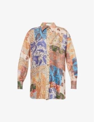 Devi patchwork regular-fit silk shirt by ZIMMERMANN