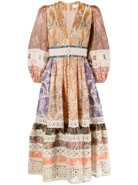 Devi printed linen midi dress by ZIMMERMANN