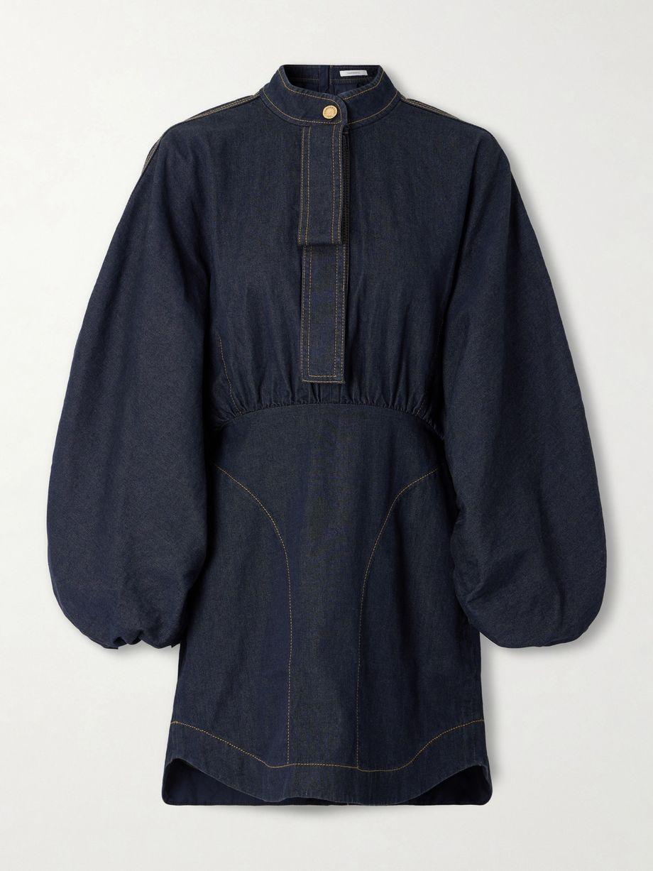 Gathered denim mini dress by ZIMMERMANN