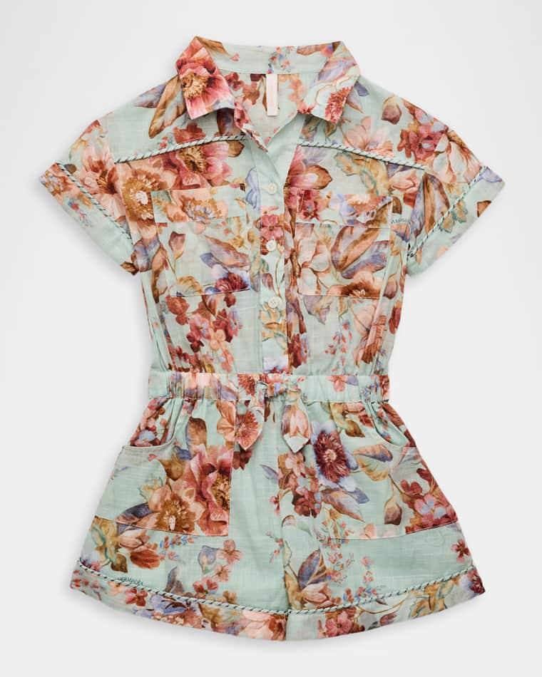 Girl's Awaken Floral-Print Romper, Size 1-12 by ZIMMERMANN