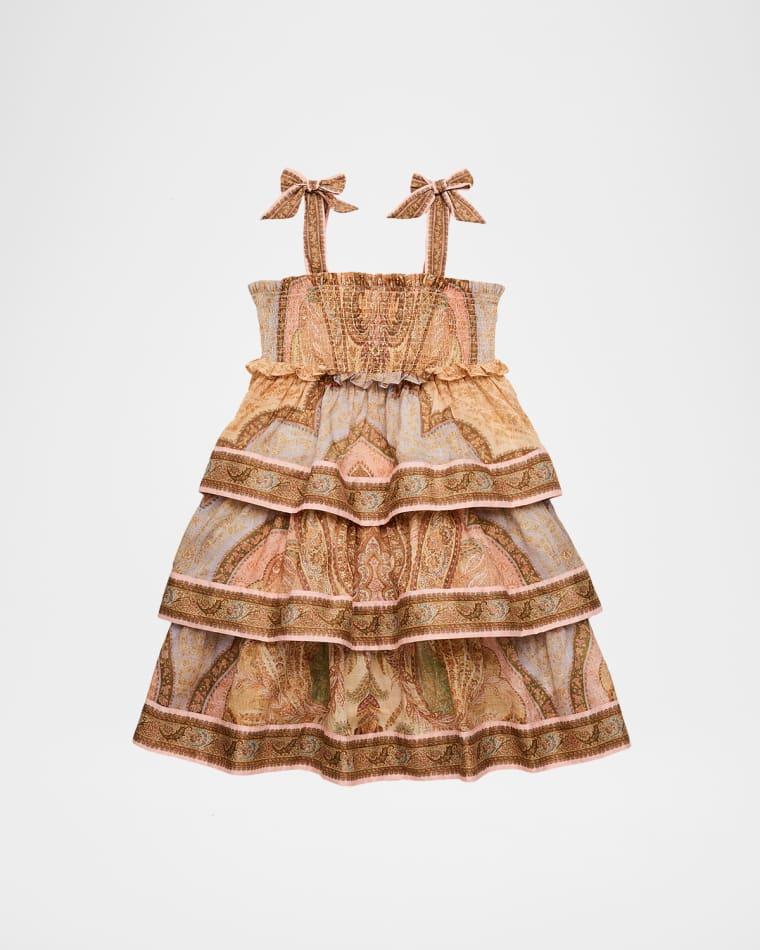 Girl's Awaken Tiered Paisley Cotton Dress, Size 1-12 by ZIMMERMANN