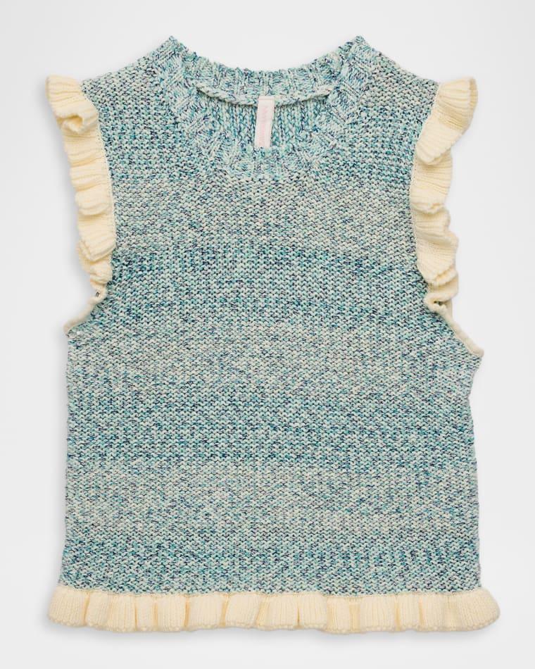 Girl's Daylight Frill-Trim Sleeveless Knit Top, Size 1-12 by ZIMMERMANN