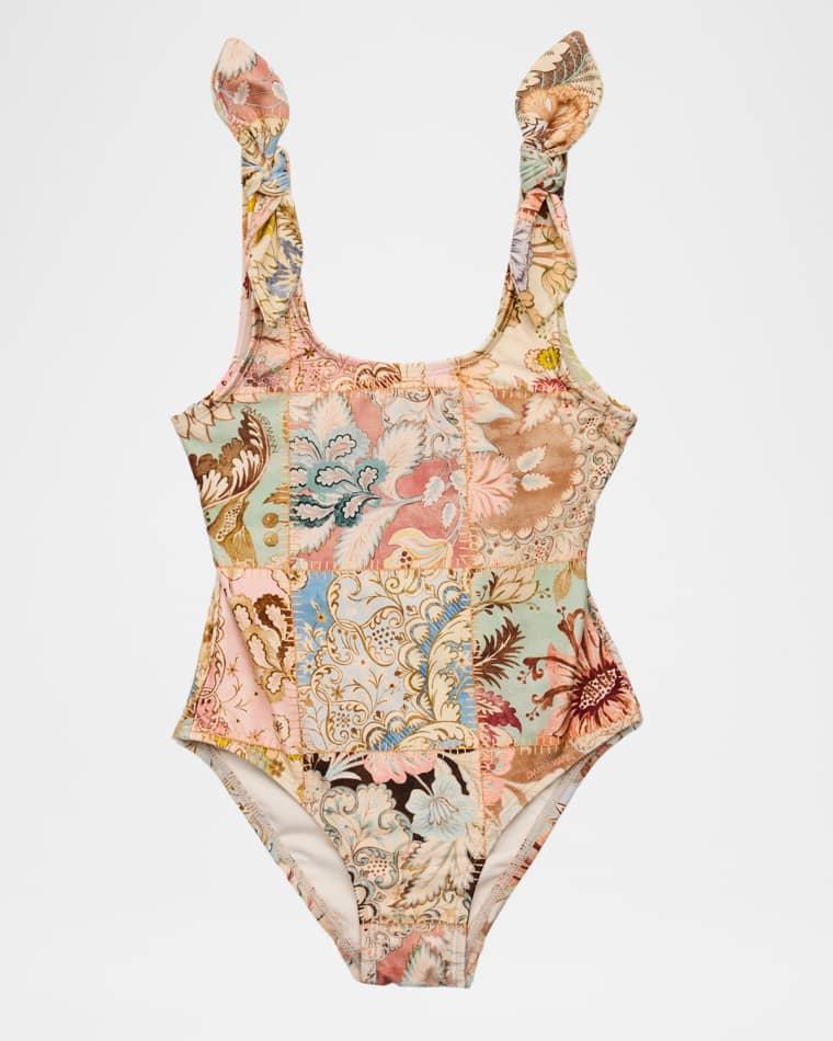 Girl's Daylight Tie-Shoulder One-Piece Swimsuit, Size 1-12 by ZIMMERMANN